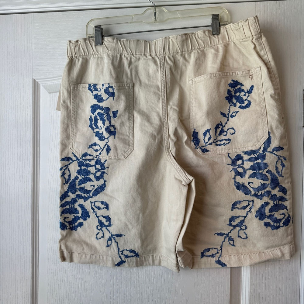 Pilcro Jean Shorts with Blue Floral Design